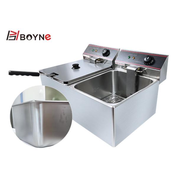 6.5kw Commercial Kitchen Cooking Equipment 2 Tank 11L Stainless Steel Deep Fryer