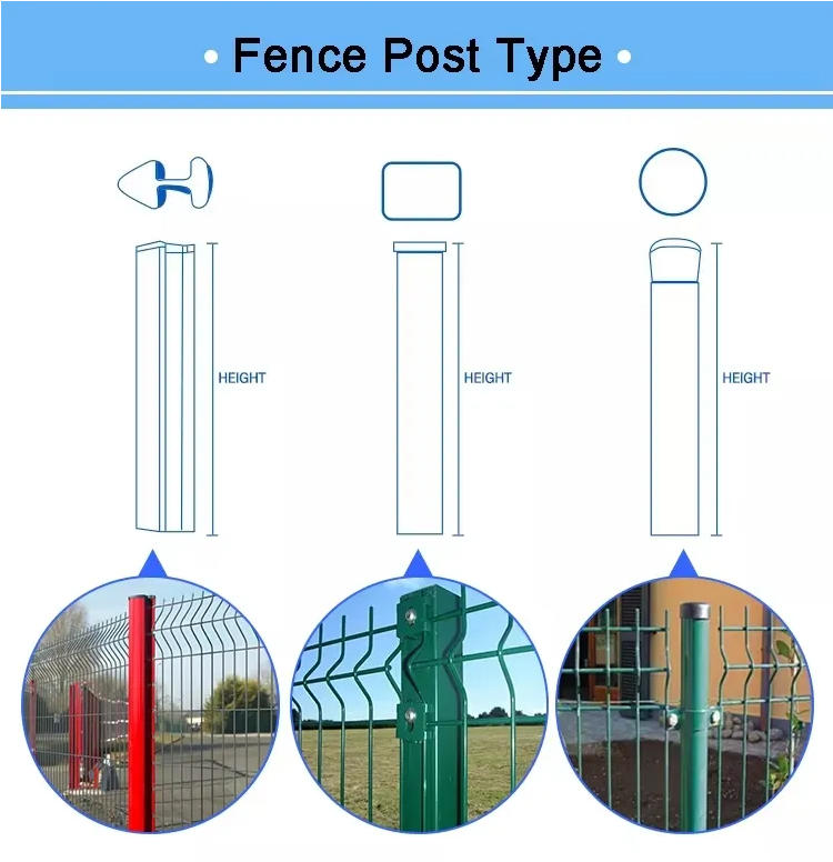 Metal Welded Wire Mesh 3D Bending Fence Green Black Color