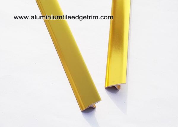 14mm Width T - Shaped Aluminum Tile Brace / Strip With Gloss Polished Gold