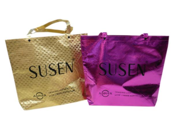 Non Woven Carry Bag With Shining Lamination, PVC Fastener Closure For Shopping