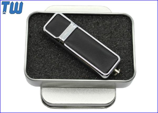 PU Leather Cover 64GB USB Flash Drives Smooth Edge Fine Touch