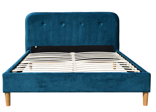 Изголовье кровати ферзя машинной плиты BSCI переклейки бархата голубой обитое тканью