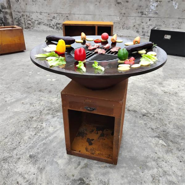 Rusty Red Corten Steel BBQ Grill 1000mm Log Burner Barbecue fire pit and grill