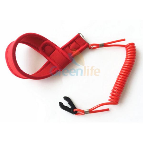 Outboard Motor Coiled - Style Kill Cord Lanyard With Soft Wrist Band