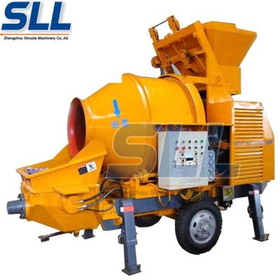 Mobile Potable Concrete Mixer Machine Two Feeding Modes Driven By Diesel Engine