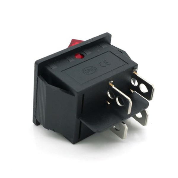 Power 4 Pin / Terminals On - Off Dpdt Rocker Switch With Light T85 16A 250V