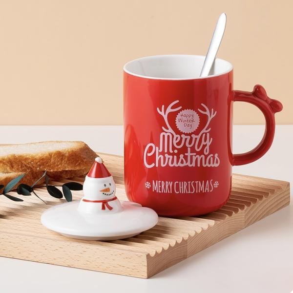 La nueva Navidad de la taza del festival alrededor de los alces de Santa Claus Lid Stainless Steel Spoon modela la taza de cerámica con la cubierta
