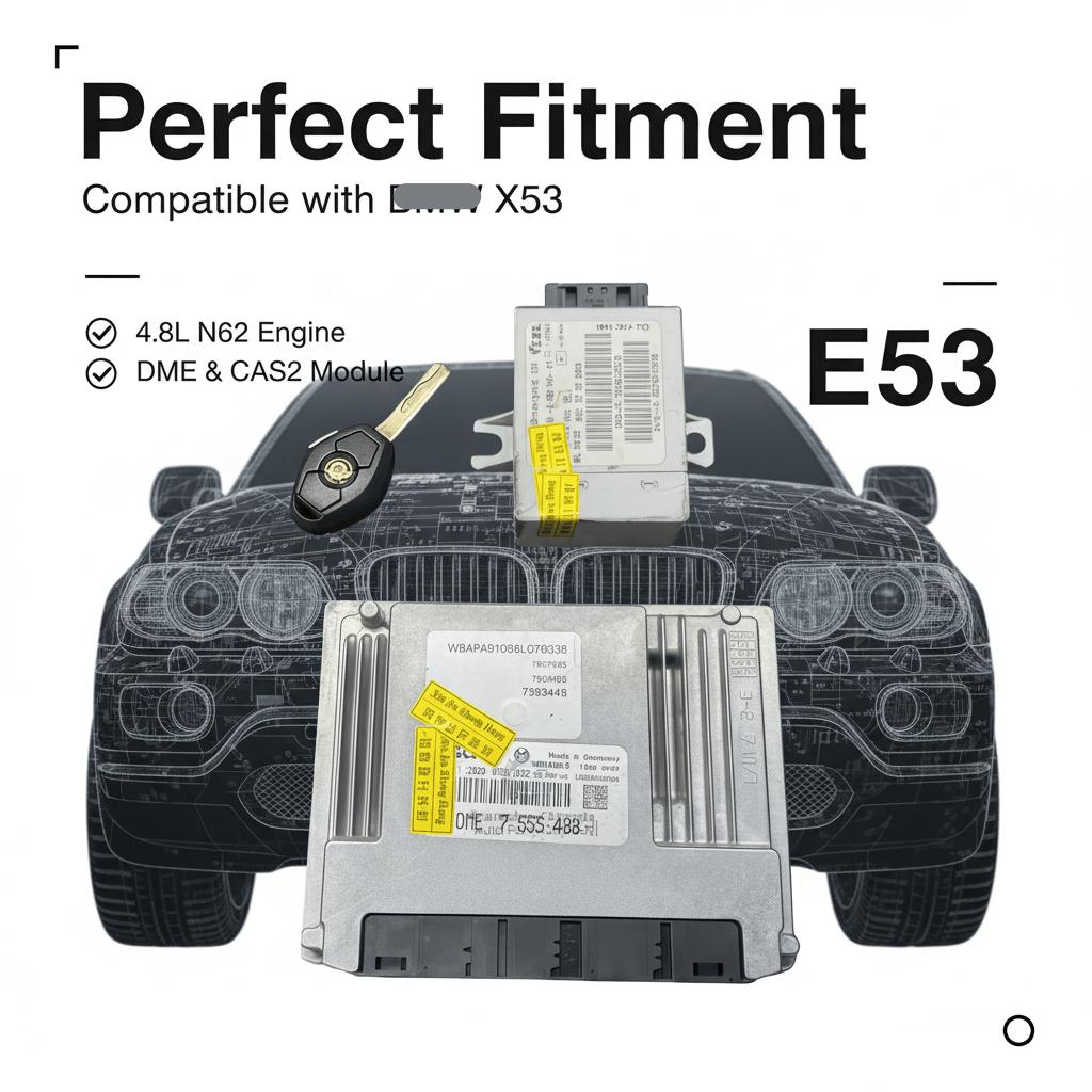 FOR BMW X5 E53 4.8 N62 DME Module & CAS2 ECU Set Engine Computer, Anti Theft System, Ignition Key Programming, OEM Quality