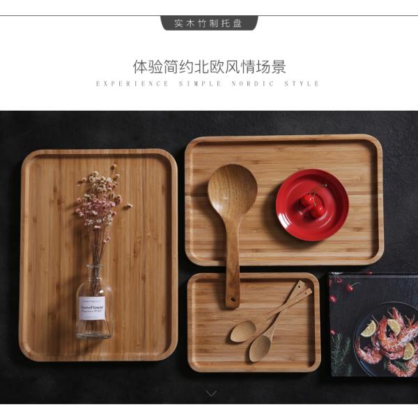 Customized Natural Solid Wood Bamboo Food Cutlery Tray in Different Sizes and Shapes