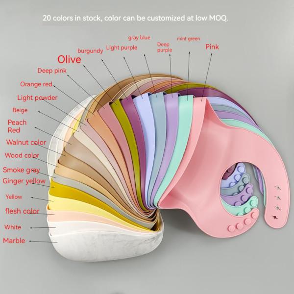 Printed Soft Baby Silicone Bib With Food Catcher BPA Free 300*23cm