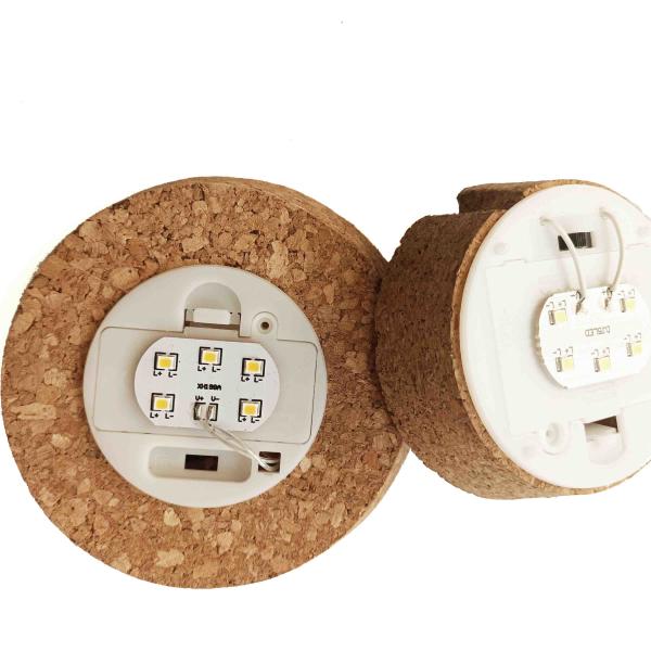 Non Toxic LED Cork Lids For Glass Dome Decorative Inserted Button Battery