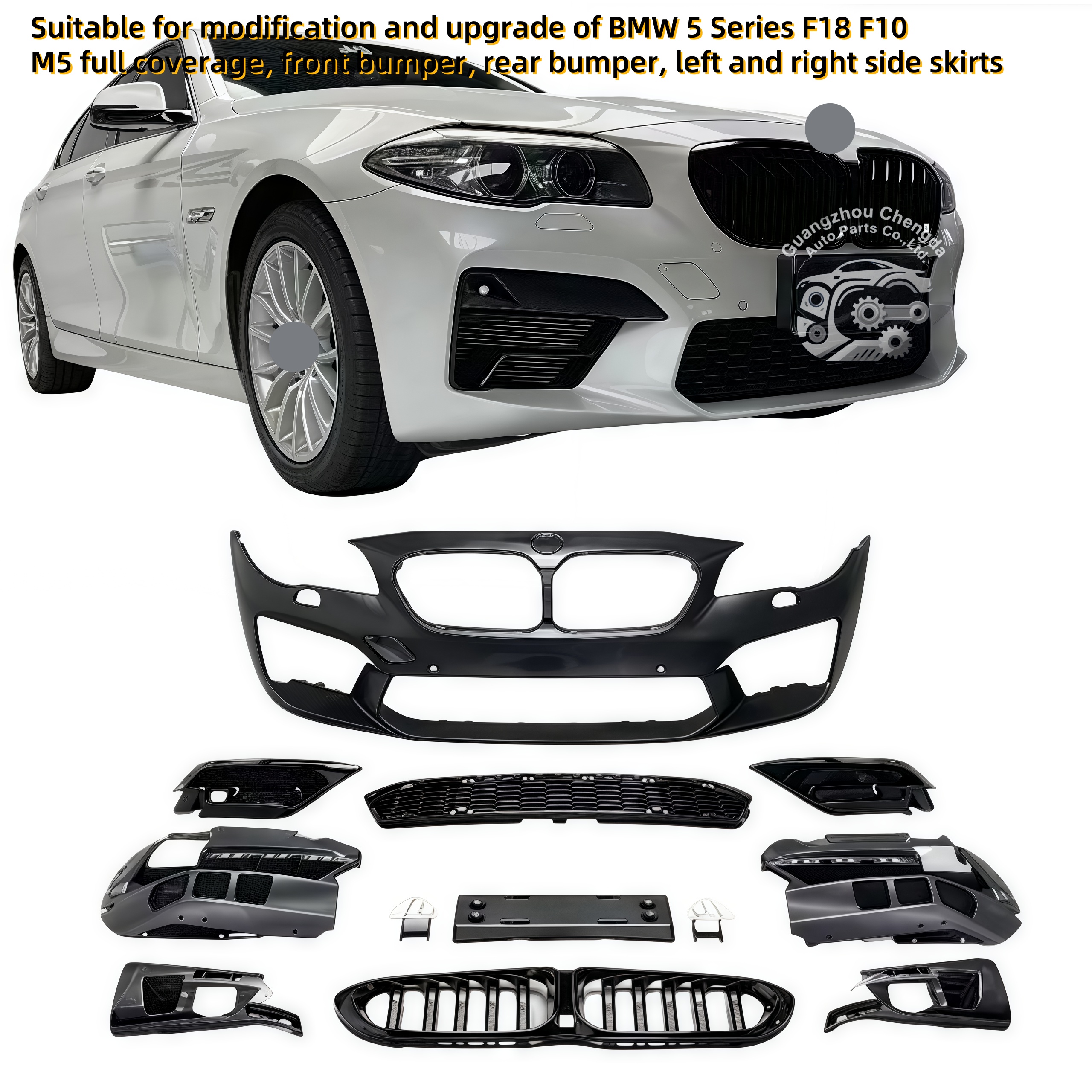 Wholesale Upgrade Front & Rear Bumper Gloss Black Grille New Condition Stylish M5 F90 Body Kit for BMW F10 F18 Body Kit