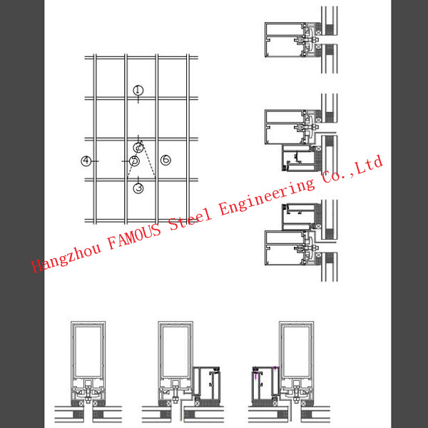 Изолированное сломленное стены стекла рамки украшения C5 искусства алюминиевое термальное