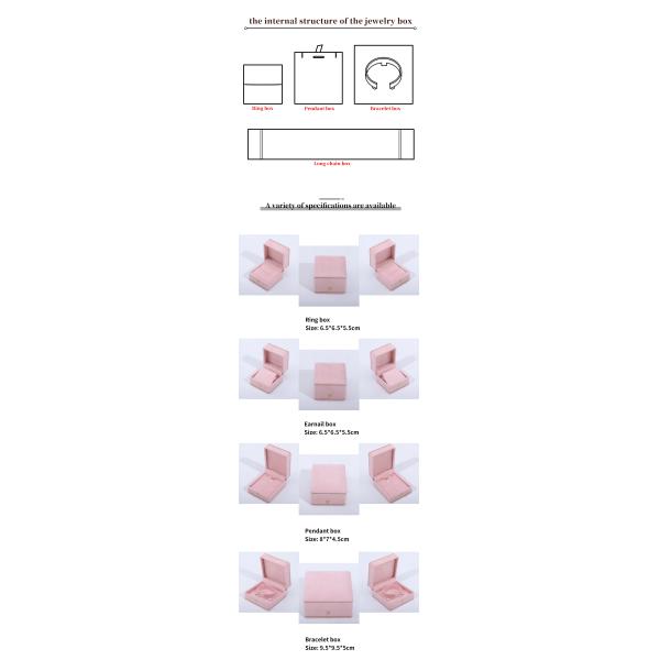 Rectangle Pink Jewelry Box for Custom Logo Packaging of Bracelets Necklaces and Rings