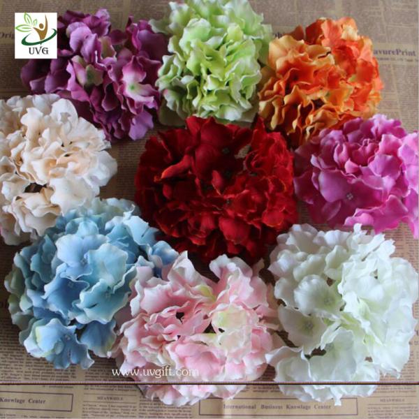 UVG FBL01 white artificial flower heads in silk hydrangeas for wedding backdrop decoration