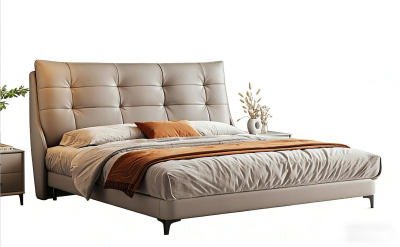 Upholstered Leather Platform Bed