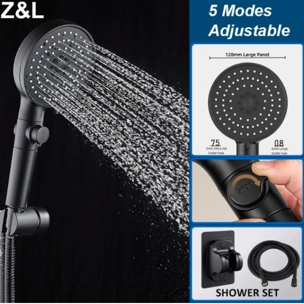 Exposed Shower Faucet Feature With Slide Bar 2024 Lizhen Hwa-Vic. High Pressure Handheld Shower Head