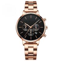 Montre imperméable minimaliste de bande solide en acier de dames de montre de quartz d'alliage de sport