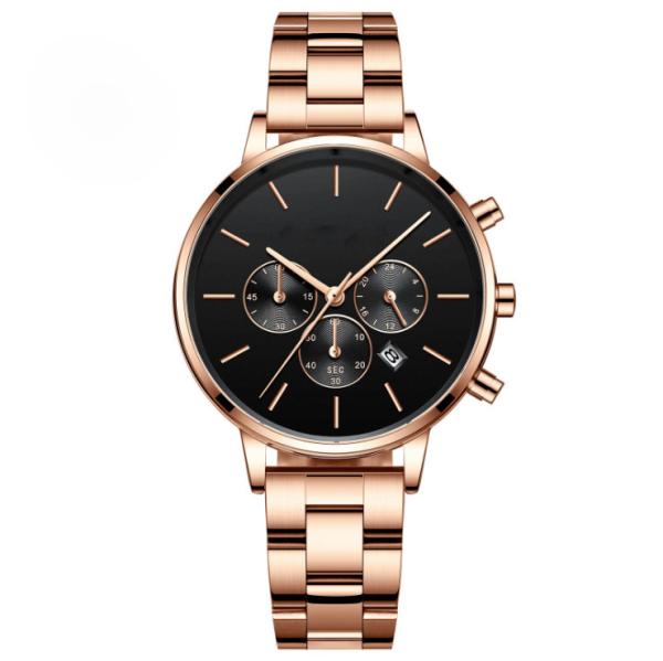 Sport Alloy Quartz Watch Ladies Steel Solid Band Minimalist Waterproof Watch