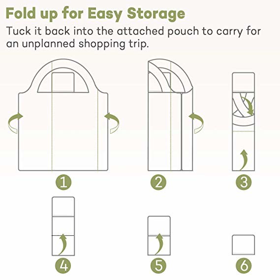 Foldable Ripstop Nylon Recycle Shopping Bags Compact Design Fits In Pocket