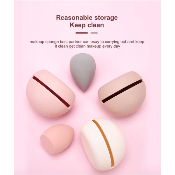 Custom Eco-friendly Soft Silicone Makeup Sponge Blender Holder Box for Cosmetic Travel