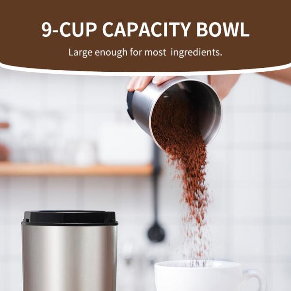 200W Small Electric Coffee Maker 120V Stainless Steel Coffee Grinder With Removable Bowl