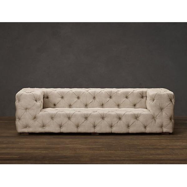 Event button tufted wooden 3 seaters sofa linen fabric sofa with armrest nice design furniture sofa