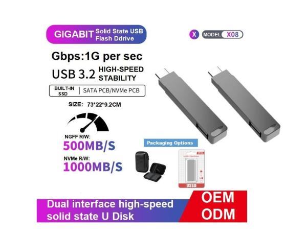 High Speed 520GB SATA And Nvme SSD Hard Drive Usb C 3.2 Usb Flash Drive