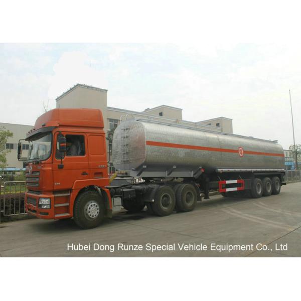 Liquid Alkali Tanker Trailer With Stainless Steel Polished Tank For Sodium Hydroxide