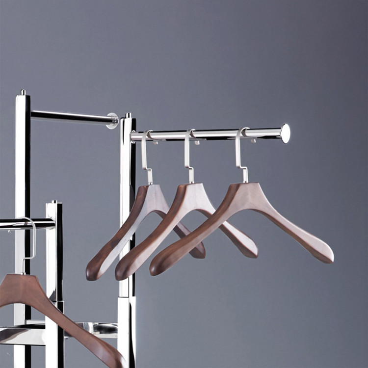 Golden Finish 4 Way Clothing Rack for Customized Size Retail Clothing Display Stand