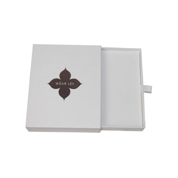 Other Gift Craft Surface Finish Glossy White Box with Black Silver Hot Foil Logo