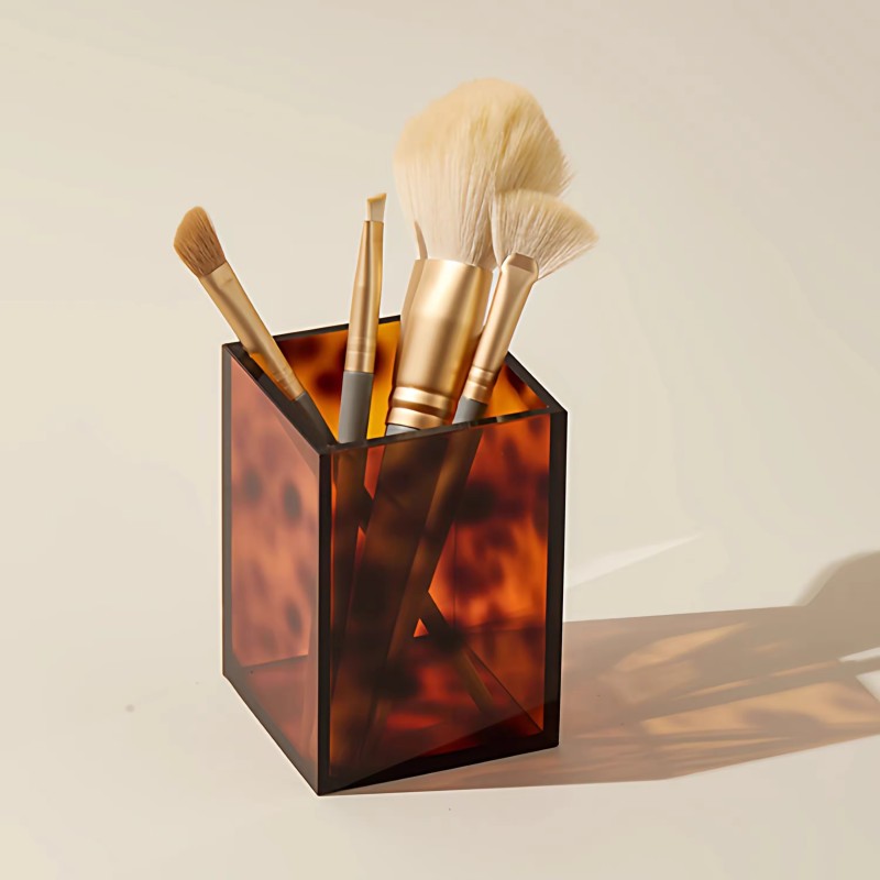 Factory Innovation Leopard-print Acrylic Box-shaped Customizable Makeup Organizer Desktop Storage Box