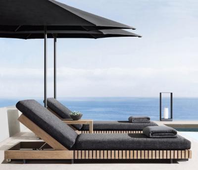 Customized Luxury Pool Teak Wood Lounge Chair With 5 Gears Backrest Adjustment Lesiure Bed