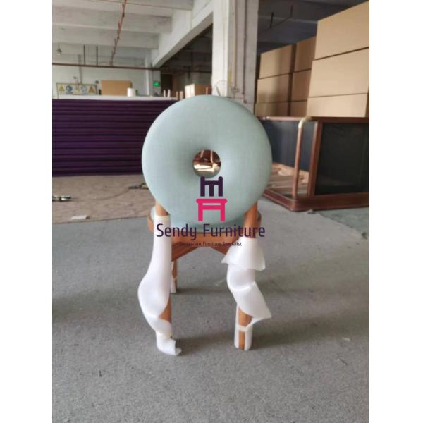 Hollowed-Out Round Back White Velvet Upholstered Restaurant Chair