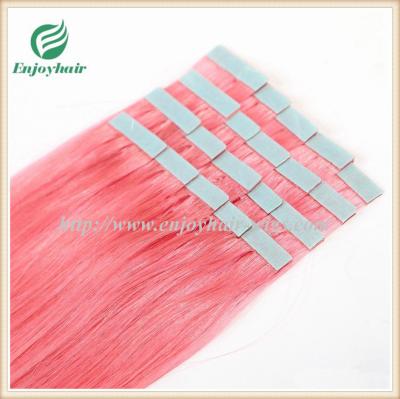 Tape Hair extension 16-28L,100s/pack pink# color Straight malaysian virgin hair