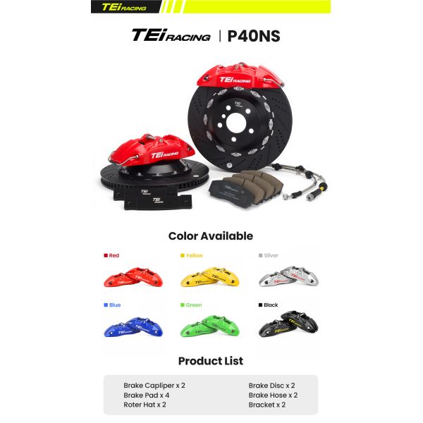 TEI P40NS BBK Kit 4 Piston Caliper Big Brake Kit  For Honda Civic Front Wheel