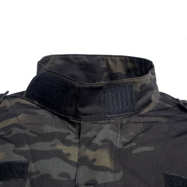65% Polyester Black Camo Military Uniform Military Combat Suit Tear Resistant