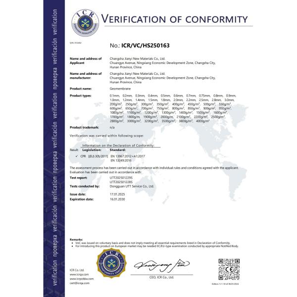 Géomembrane texturée en HDPE anti-érosion par glissement
