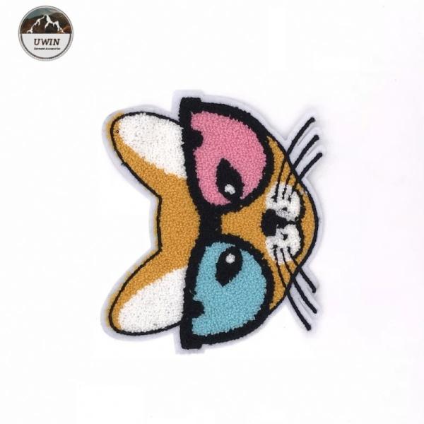 Fashion Cute Cat Towel Embroidery Patch, Yellow Cat Towel Embroidery Patch#L30016