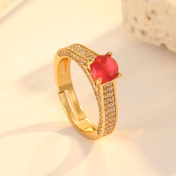 Custom 18K Gold Plated Brass Zircon Ring High End Open Adjustable Fashion Versatile and Elegant Women's Jewelry Rings