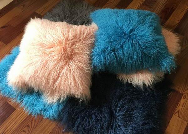 Mongolian fur pillow Blush Pink Luxurious Genuine Tibetan Mongolian fur Throw