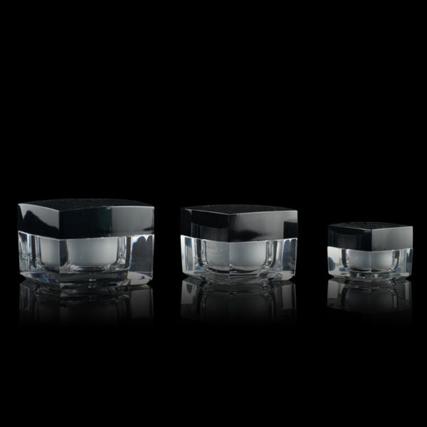 O cosmético preto quadrado dos cuidados com a pele range o creme que empacota o acrílico plástico de 15ml 30ml