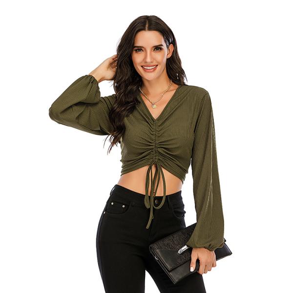 Талия v небольших женщин одежды серии высокая - рукав шеи тонкий разносторонний длинный замыкает накоротко верхние части