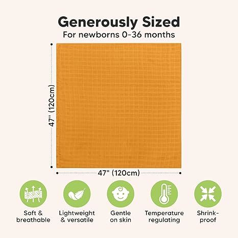 Soft & Breathable Receiving Baby Blankets for Unisex,4-Pack Muslin Swaddle Blankets