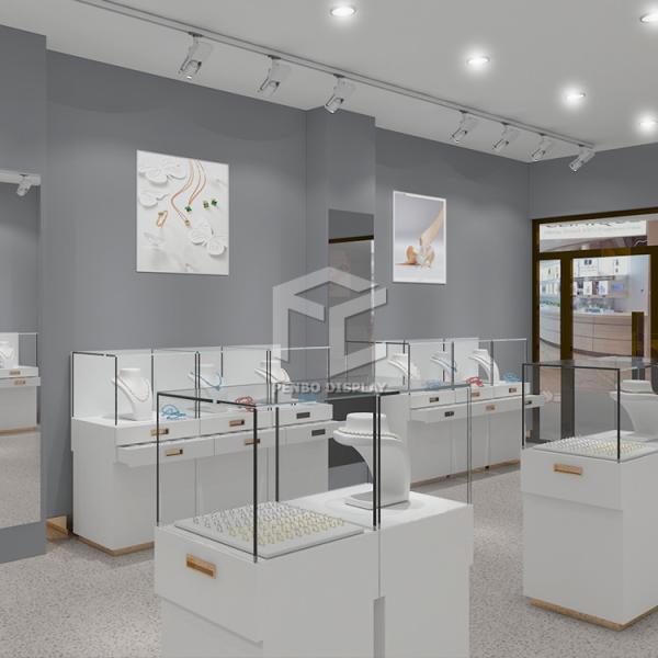 400mm Long Retail Glass Jewelry Shop Furniture 201 304 Stainless Steel