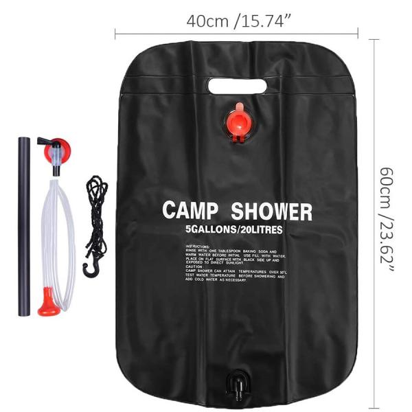 20L Outdoor Portable PVC Solar Shower Heated Water Bag for Travel Beach Camping