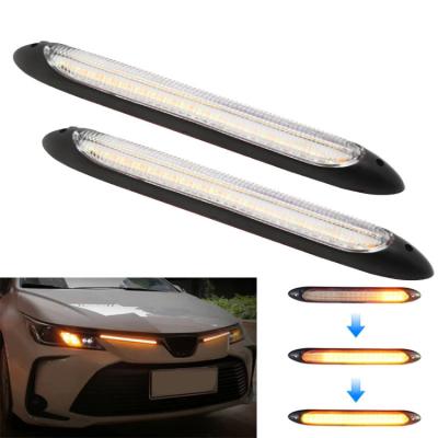 Drl Emergency Warning Car Headlight Led Tube Two Color Streamer Turn Signal