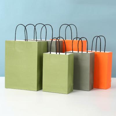 Bolsa de compras de papel Kraft com alça de comprimento de mão