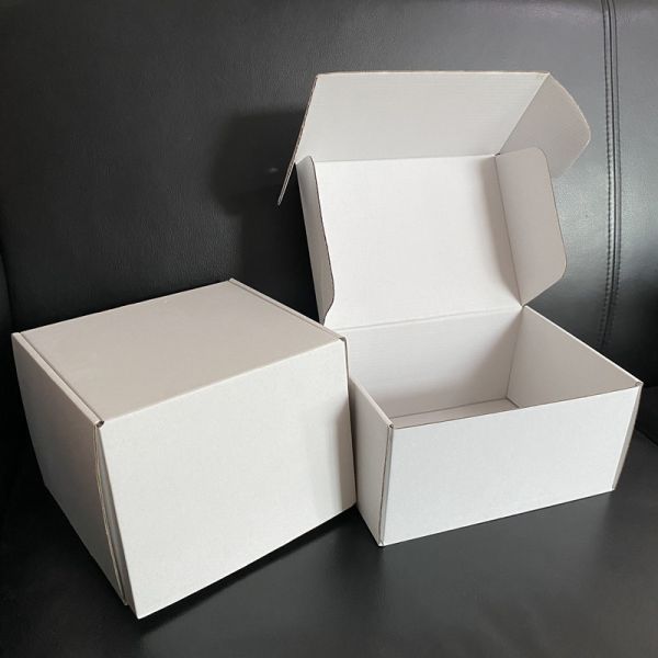 White Square Corrugated Cardboard Boxes Custom Sizes Printed Packaging Boxes White Shipping Boxes