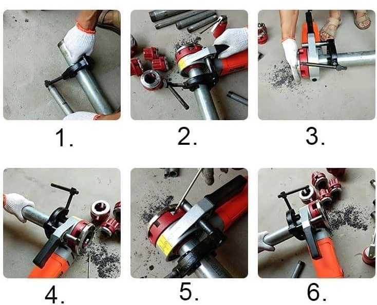 2300W Portable Pipe Threader 1/2-2 Inch Electric Handheld Threading Machine with 6 Dies